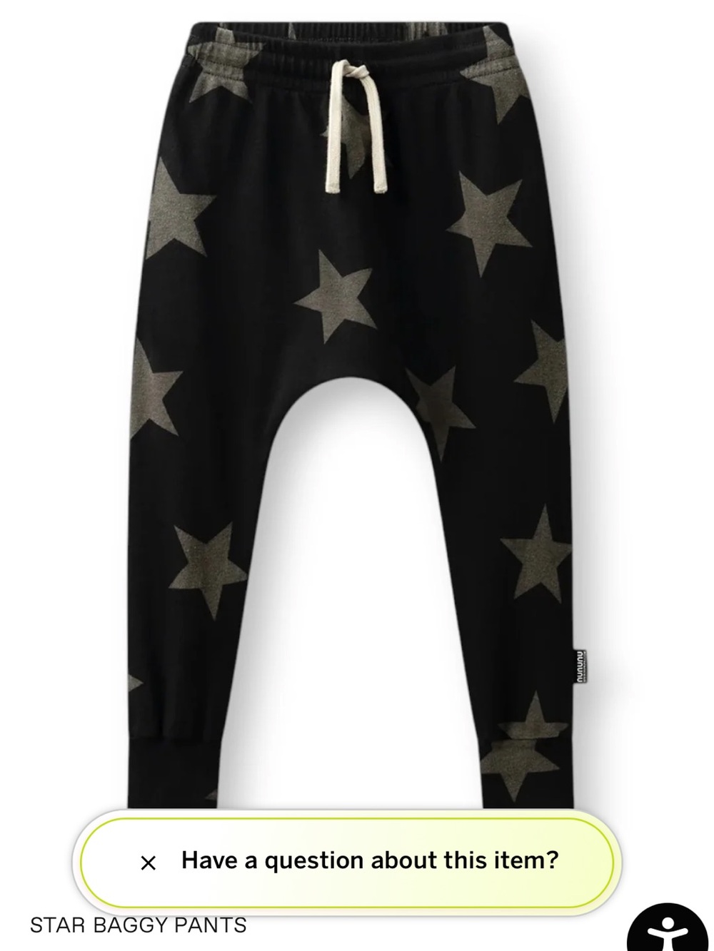nununu Black Star Print Baggy Joggers